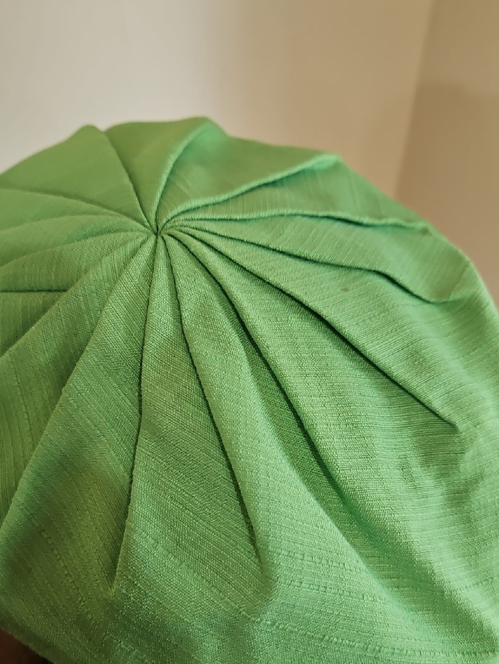 LIME GREEN PLEATED TOP‎  BERET STYLE CLOTH HAT Made In USA - Picture 10 of 10